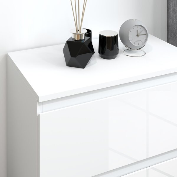 HOMCOM Komoda se 3 zásuvkami Moderní komoda do ložnice s designem proti převrhnutí 55x34x75 cm Světlá bílá | Aosom