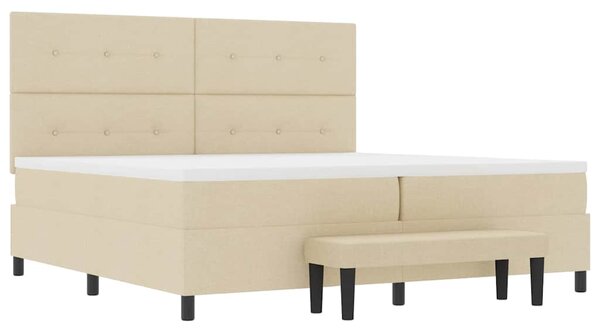 Postel s boxspringem s čelo Krémová 200 x 200 cm textil 3344098