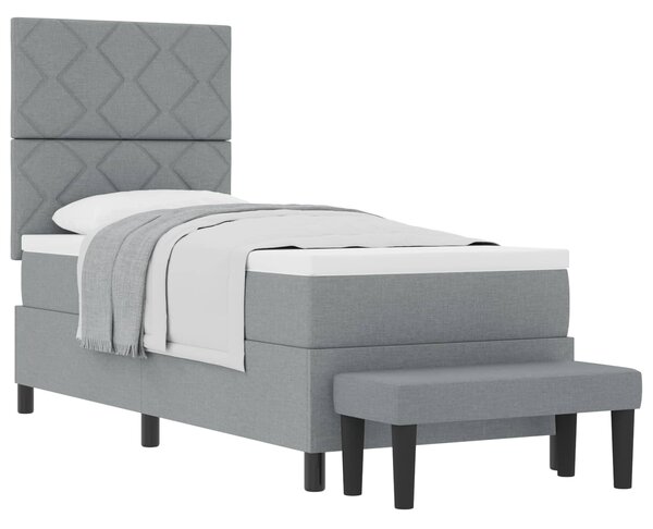 Postel s boxspringem s čelo Světle šedá 80 x 200 cm textil 3344100