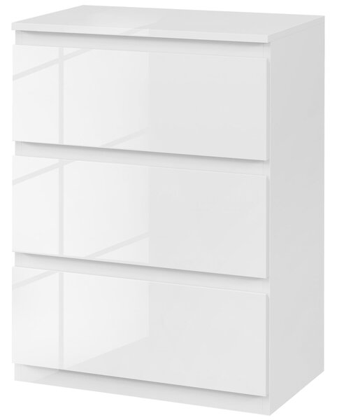 HOMCOM Komoda se 3 zásuvkami Moderní komoda do ložnice s designem proti převrhnutí 55x34x75 cm Světlá bílá | Aosom