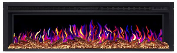 ArtiFlame Elektrický krb AF58 Multicolour Elektrický vestavný krb s ohřevem 1600W realistický 3D efekt plamene LED osvětlení Dálkové ovládání Černá barva