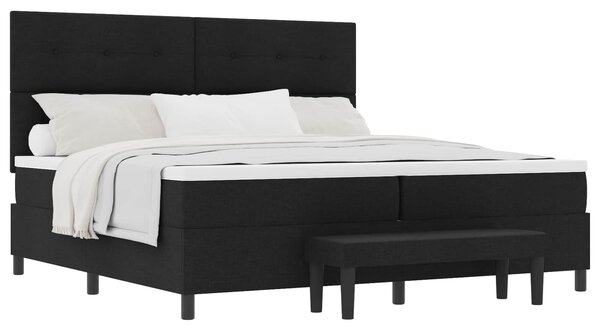 Postel s boxspringem s čelo Černá 200 x 200 cm textil 3344095