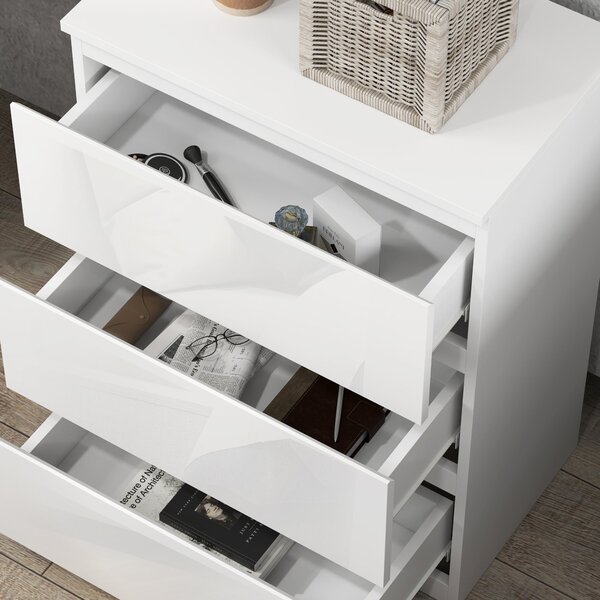 HOMCOM Komoda se 3 zásuvkami Moderní komoda do ložnice s designem proti převrhnutí 55x34x75 cm Světlá bílá | Aosom