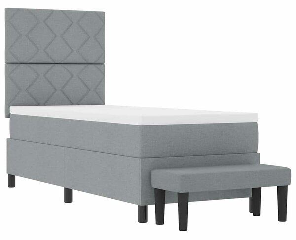 Postel s boxspringem s čelo Světle šedá 80 x 200 cm textil 3344100