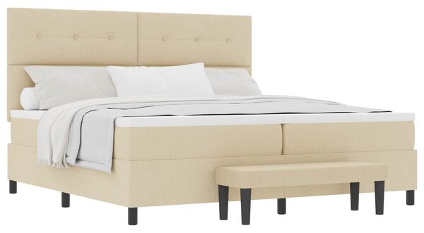 Postel s boxspringem s čelo Krémová 200 x 200 cm textil 3344098