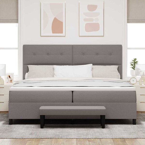 Postel s boxspringem s čelo Taupe 200 x 200 cm textil 3344097