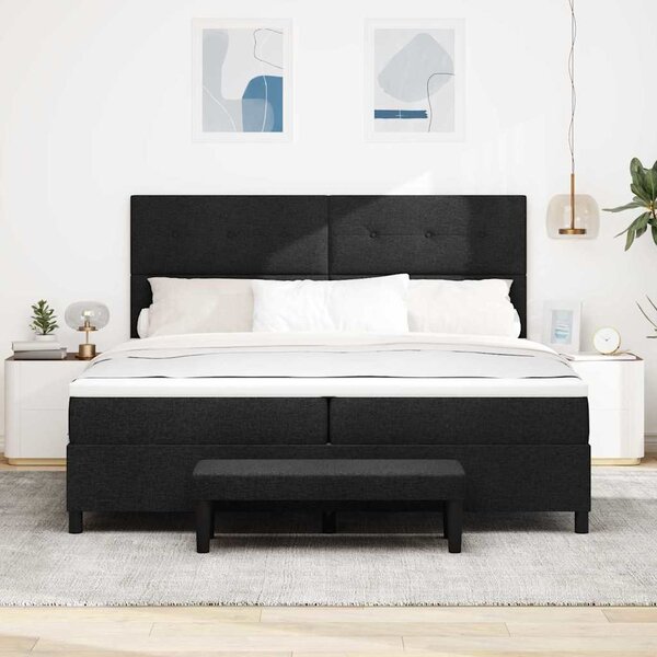 Postel s boxspringem s čelo Černá 200 x 200 cm textil 3344095