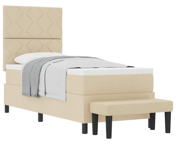 Postel s boxspringem s čelo Krémová 80 x 200 cm textil 3344105