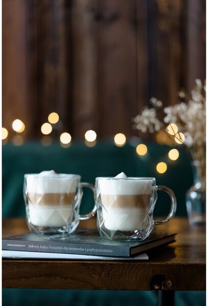 Skleněné hrnky v sadě 2 ks na cappuccino/dvoustěnné 330 ml Geo – Vialli Design