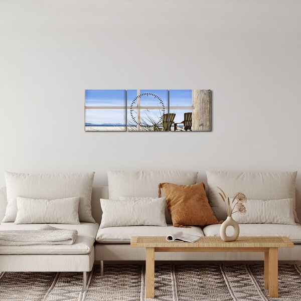Obraz - Výhled oknem (s hodinami) (90x30 cm)