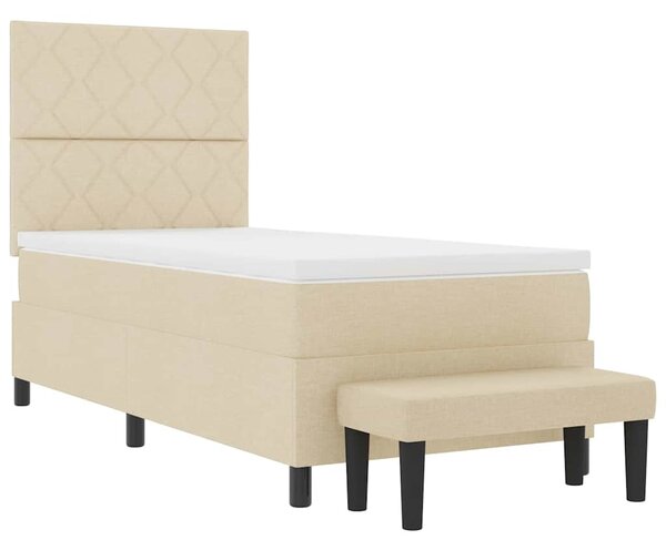 Postel s boxspringem s čelo Krémová 90 x 190 cm textil 3344112