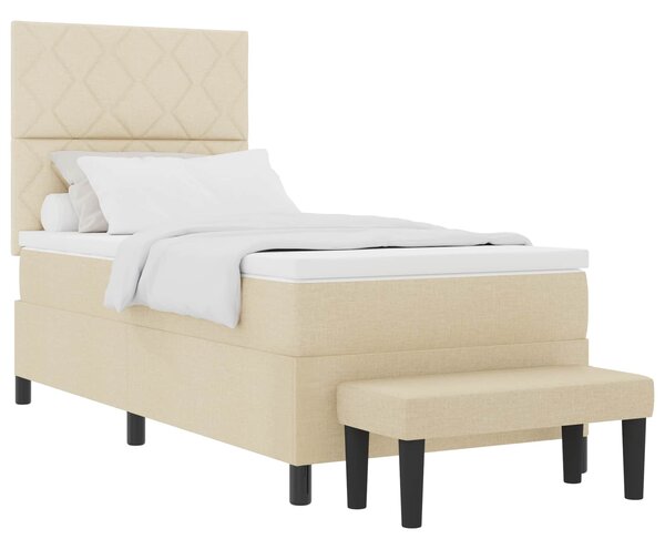 Postel s boxspringem s čelo Krémová 90 x 190 cm textil 3344112