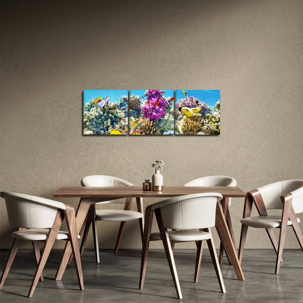 Obraz - Mořský svět (s hodinami) (90x30 cm)