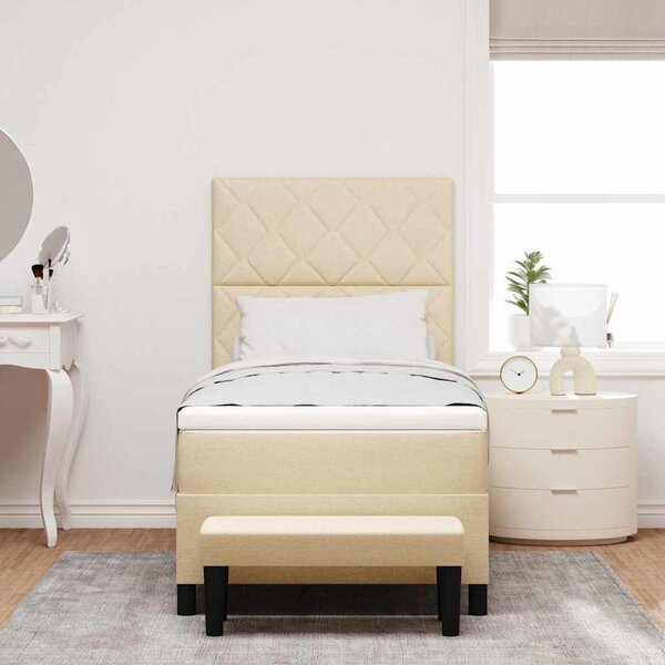 Postel s boxspringem s čelo Krémová 90 x 190 cm textil 3344112