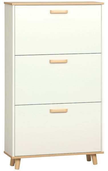 HOMCOM Moderní botník Úzký botníkový regál s 3 skládacími zásuvkami pro 12 párů obuvi a nastavitelnou policí pro předsíň 70x23,5x122 cm Bílý | Aosom