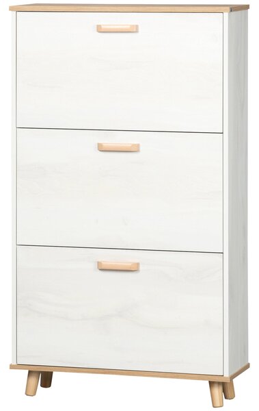 HOMCOM Moderní botník Úzký botníkový regál s 3 skládacími zásuvkami pro 12 párů obuvi a nastavitelnou policí pro předsíň 70x23,5x122 cm Bílý | Aosom