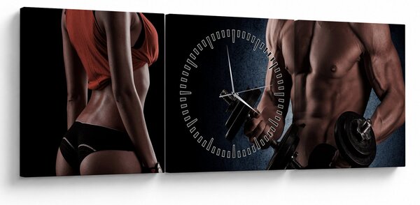 Obraz - Fitness (s hodinami) (90x30 cm)