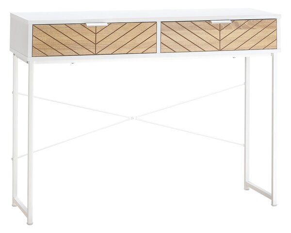 HOMCOM Úzký konzolový stolek do předsíně s 2 zásuvkami, design s vyřezávanými liniemi, moderní styl pro chodbu, obývací pokoj a ložnici 100x30x75 cm b