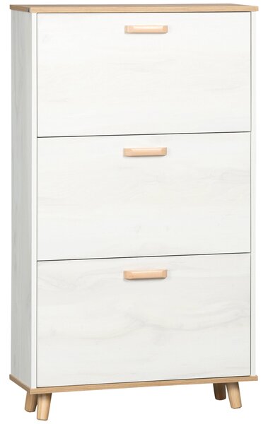 HOMCOM Moderní botník Úzký botníkový regál s 3 skládacími zásuvkami pro 12 párů obuvi a nastavitelnou policí pro předsíň 70x23,5x122 cm Bílý | Aosom