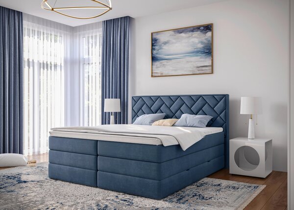 POSTEL BOXSPRING, 160/200 cm, tmavě modrá MID.YOU - Postele s úložným prostorem, Online Only
