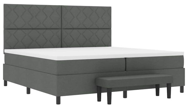 Postel s boxspringem s čelo Tmavě šedá 200 x 200 cm textil 3344171