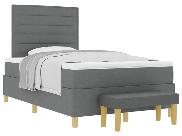 Postel s boxspringem s čelo Tmavě šedá 190 x 120 cm textil 3344206