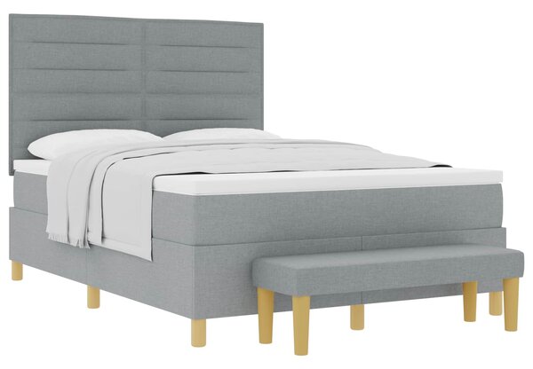 Postel s boxspringem s čelo Světle šedá 200 x 140 cm textil 3344226