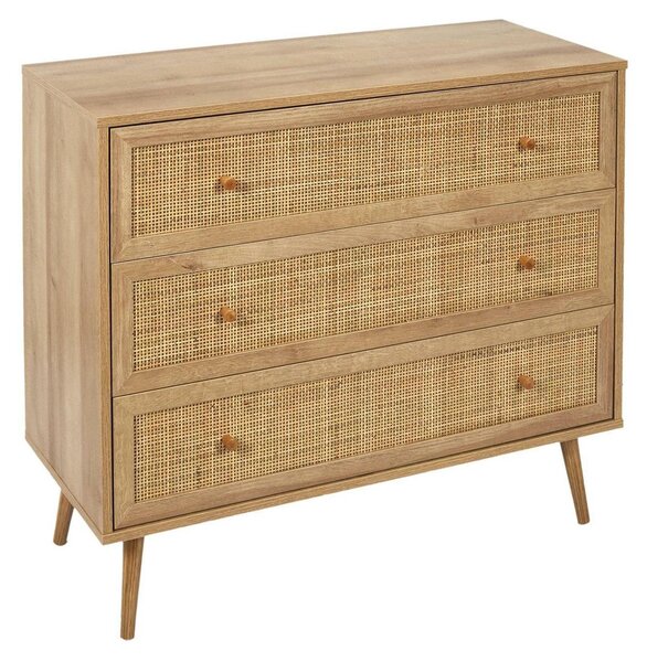 Komoda, skříňka se zásuvkami, 90 cm, dřevěná, v bohémském stylu, vhodná do obývacího pokoje nebo ložnice