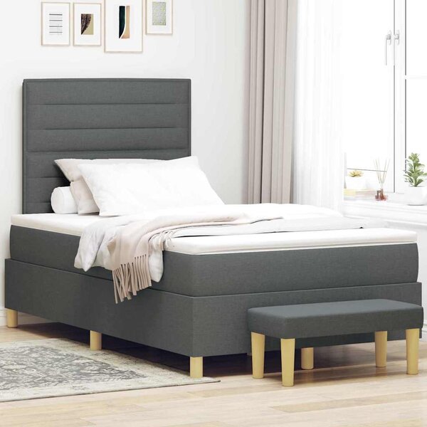 Postel s boxspringem s čelo Tmavě šedá 190 x 120 cm textil 3344206