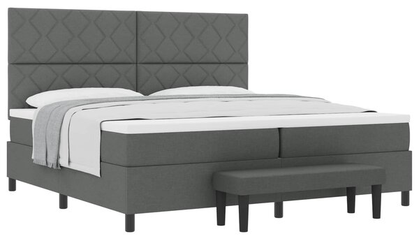Postel s boxspringem s čelo Tmavě šedá 200 x 200 cm textil 3344171