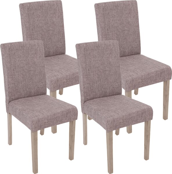 Sada 4 jídelních židlí Littau, židle Kuchyňská židle Textil, šedá, konstrukce nohou - dub
