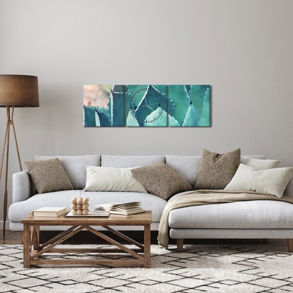 Obraz - Sukulent (s hodinami) (90x30 cm)