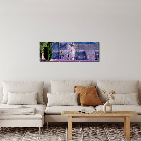 Obraz - Levandulové pole (s hodinami) (90x30 cm)