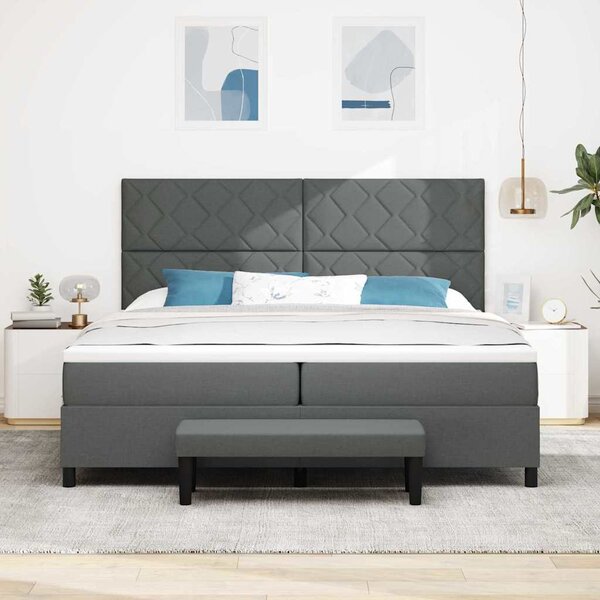 Postel s boxspringem s čelo Tmavě šedá 200 x 200 cm textil 3344171
