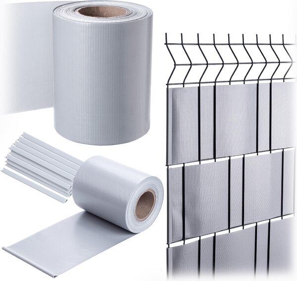 KADAX PVC stínící pásy 35 m x 19 cm, šedé pro dvojitý plot, stínící pásy s 20 upevňovacími klipy, větrná clona, plotová fólie pro plot z pletiva
