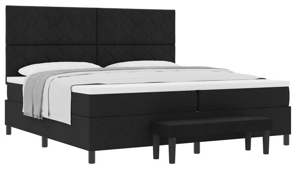 Postel s boxspringem s čelo Černá 200 x 200 cm textil 3344172