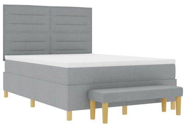 Postel s boxspringem s čelo Světle šedá 200 x 140 cm textil 3344226