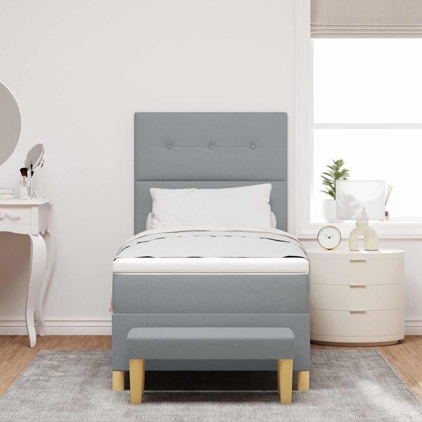 Postel s boxspringem s čelo Světle šedá 200 x 80 cm textil 3344254
