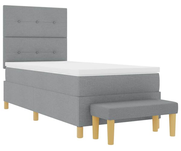 Postel s boxspringem s čelo Světle šedá 200 x 80 cm textil 3344254