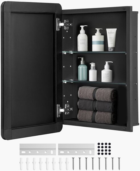 Optimalizovaná skříňka na léky - zrcadlová skříňka s nastavitelnými rozměry 406x128x610 mm - ideální pro lékárny a zdravotnická zařízení