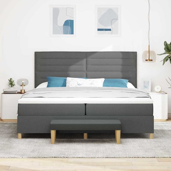 Postel s boxspringem s matrací Tmavě šedá 200 x 200 cm textil 3344248