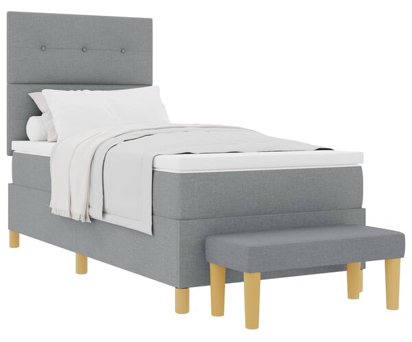 Postel s boxspringem s čelo Světle šedá 200 x 80 cm textil 3344254