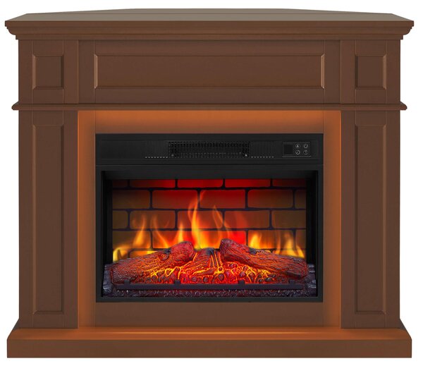Elektrický krb ArtiFlame Linz AF23BS hnědý – univerzální krb 2 v 1 s LED osvětlením, pro nástěnnou nebo rohovou instalaci, s realistickým efektem plamenů a výkonem 1,8