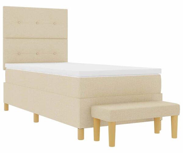 Postel s boxspringem s čelo Krémová 190 x 90 cm textil 3344266