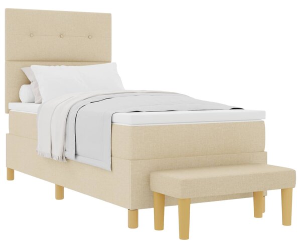 Postel s boxspringem s čelo Krémová 190 x 90 cm textil 3344266
