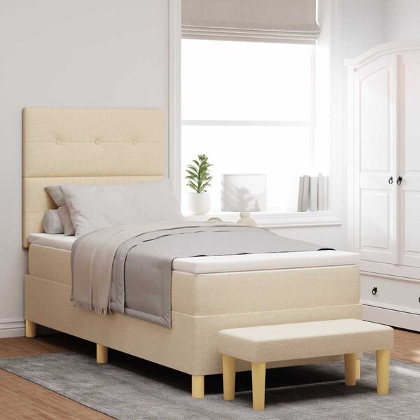 Postel s boxspringem s čelo Krémová 190 x 90 cm textil 3344266