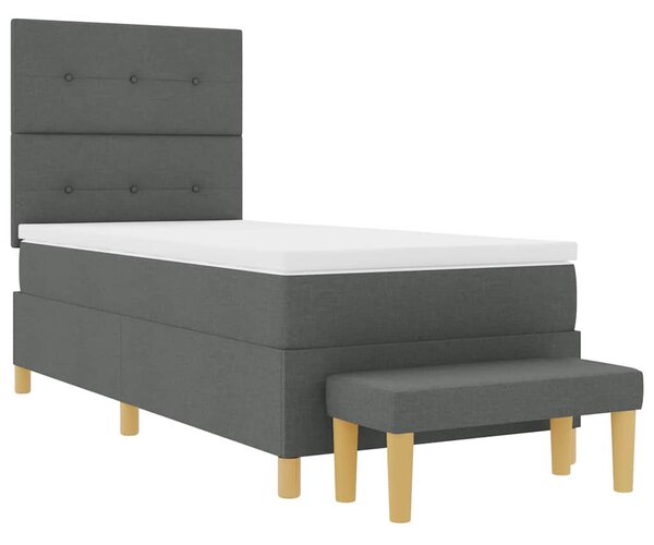 Postel s boxspringem s čelo Tmavě šedá 200 x 80 cm textil 3344255