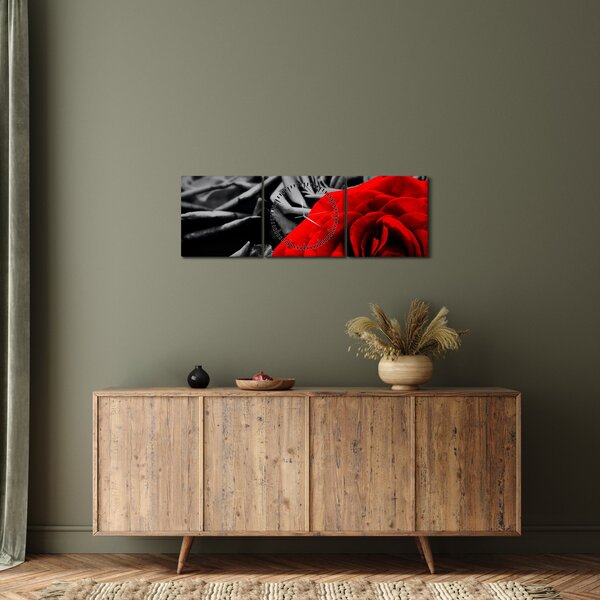 Obraz - Růže (s hodinami) (90x30 cm)
