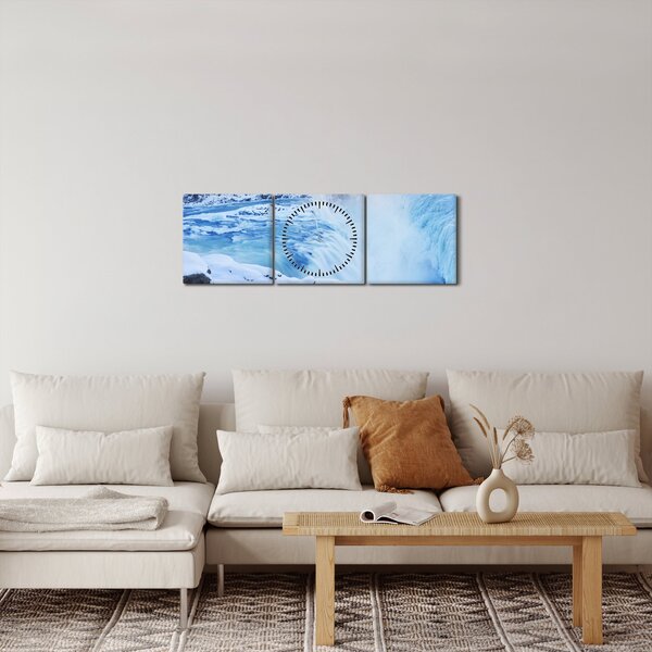 Obraz - Chladné vodopády (s hodinami) (90x30 cm)