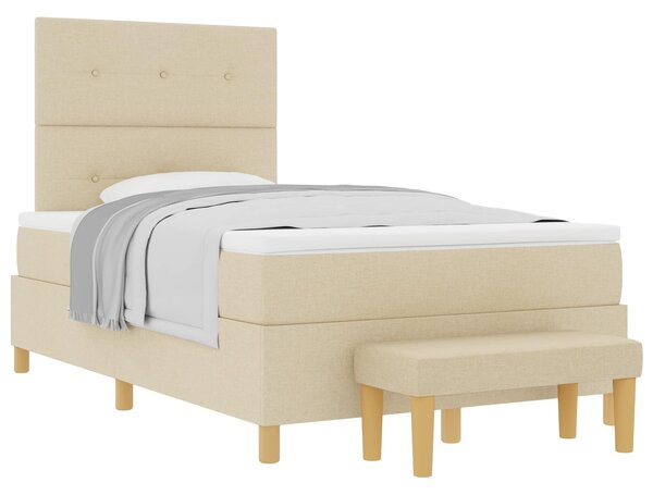 Postel s boxspringem s čelo Krémová 200 x 120 cm textil 3344294